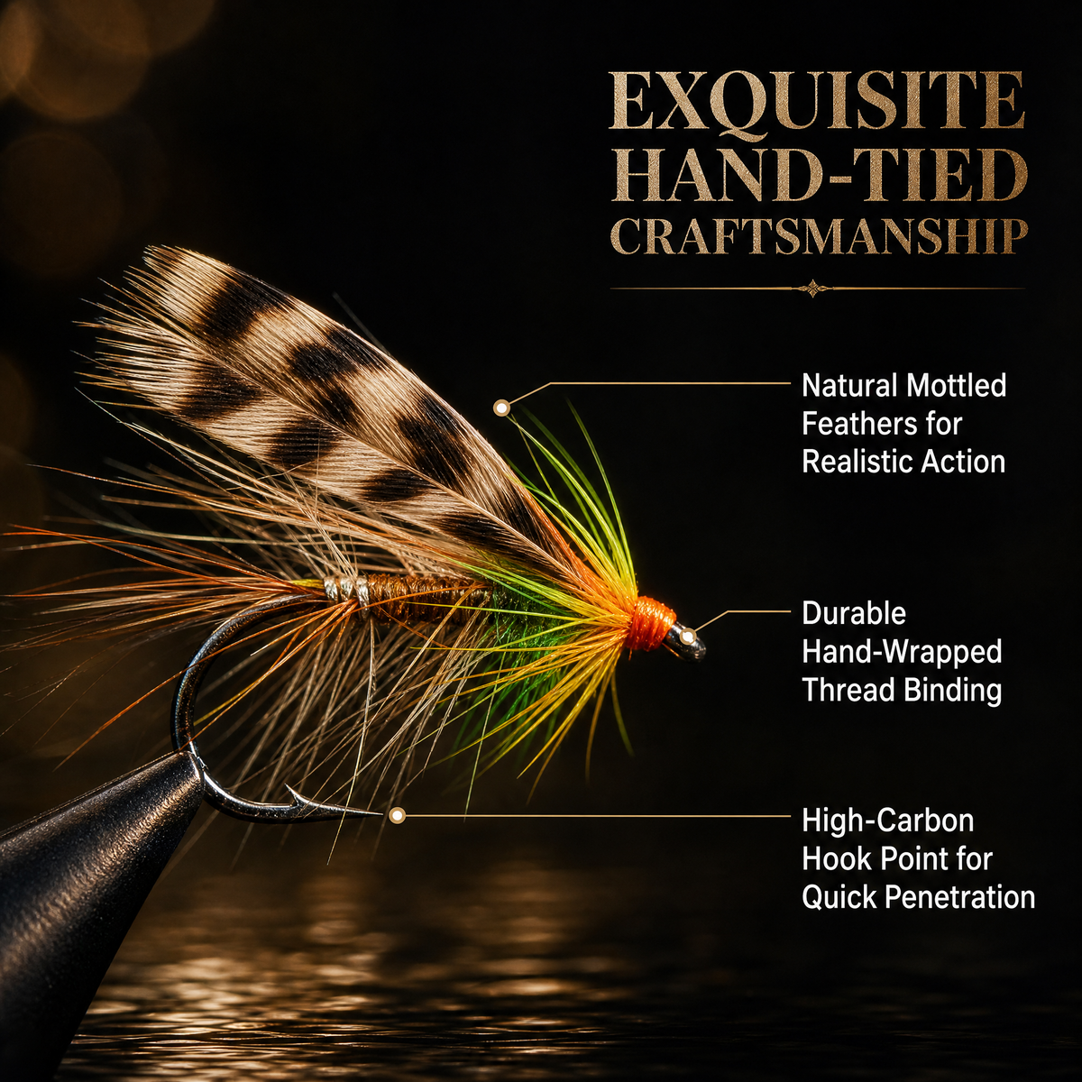 fly fishing lure,40Pcs Compact Bio-Mimetic Fly Fishing Lure Kit - Hand-Tied Feathers with Feather Hackle, Realistic Imitation Flies, Secure-Closing Magnetic Box for Stream, Lake Fishing